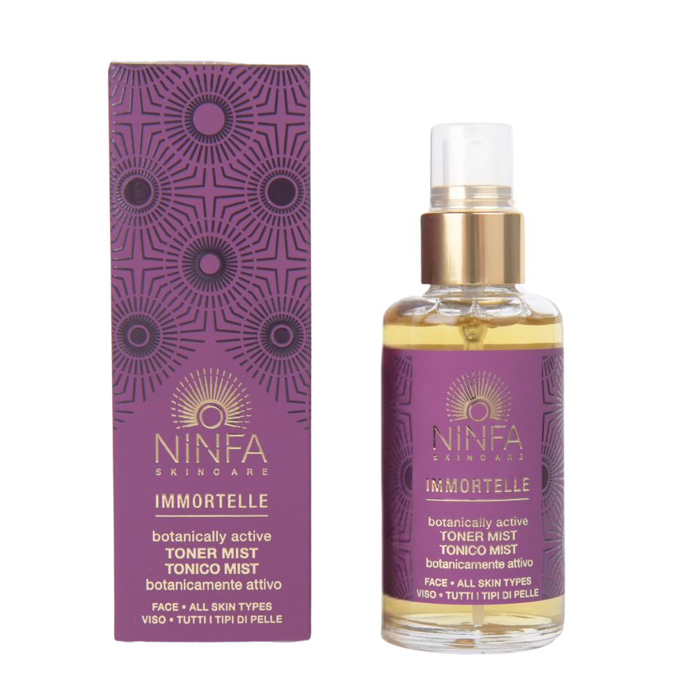 Immagine ravvicinata del tonico viso anti age all’elicriso di Ninfa Skincare